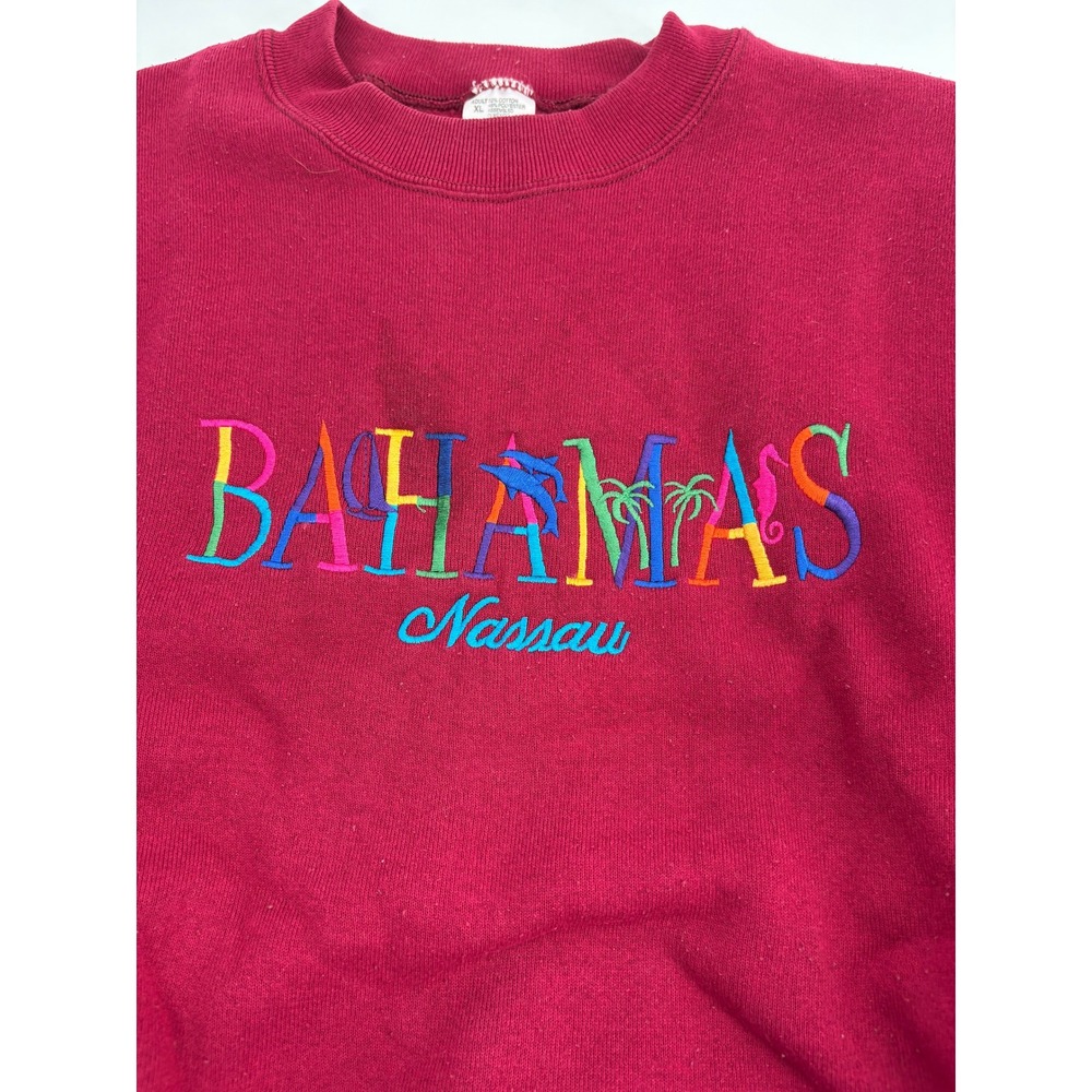 Vintage‎ 90s Fruit of the Loom Bahamas Nassau Embroidered Sweatshirt XL - Picture 3 of 8